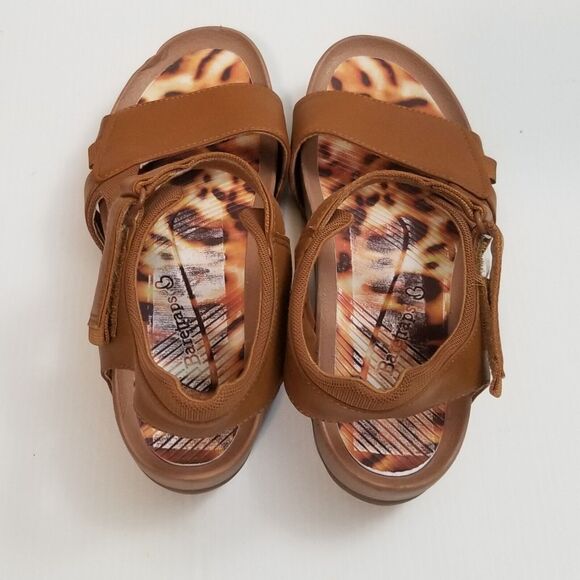 BARETRAPS Womens Brown Abrielle Open Toe Wedge Heeled Sandals Size 9.5 M EUC - Picture 8 of 13